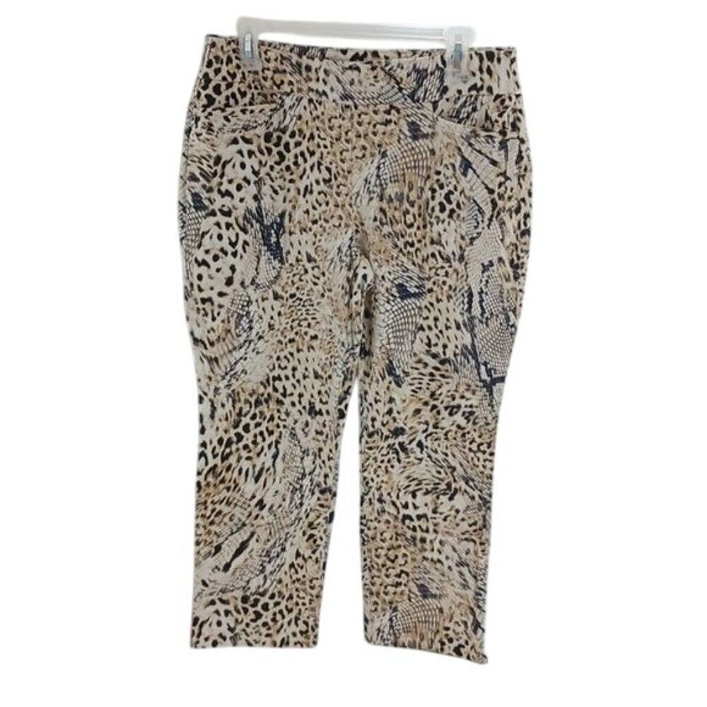 Chico's Womens Pants 6P Petite Animal Print Slim Fit Stretch Cropped